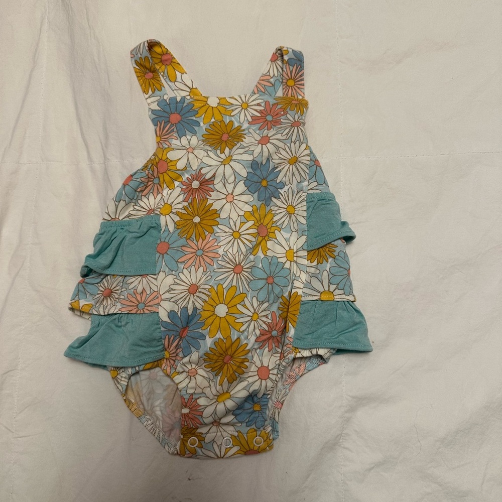 Angel Dear Floral Baby Romper with Ruffles